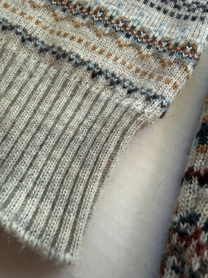 Vintage Lacoste Fair Isle Knit Sweater Made in France Size 6 Croc Embroidered