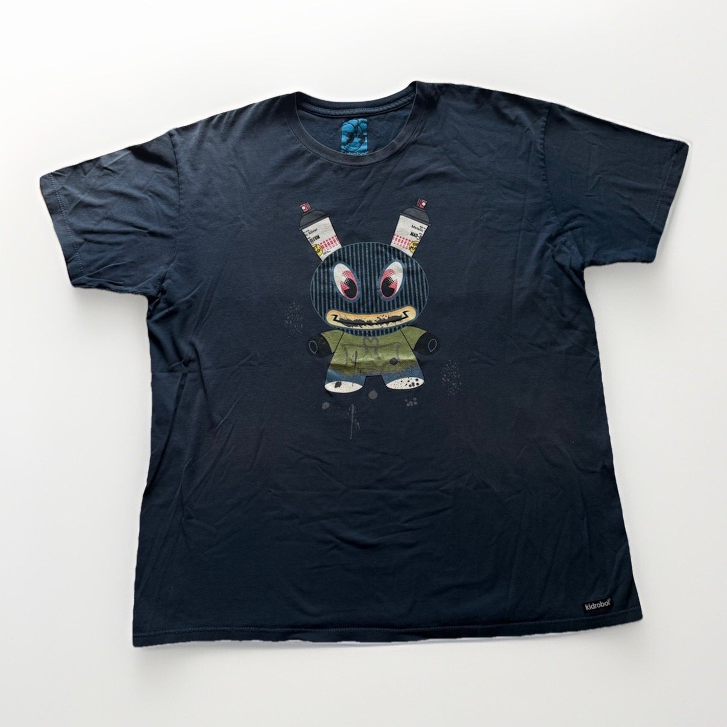Kidrobot Mad Villain XL Blue T Shirt Artist Collab Streetwear Graphic Tee Rare