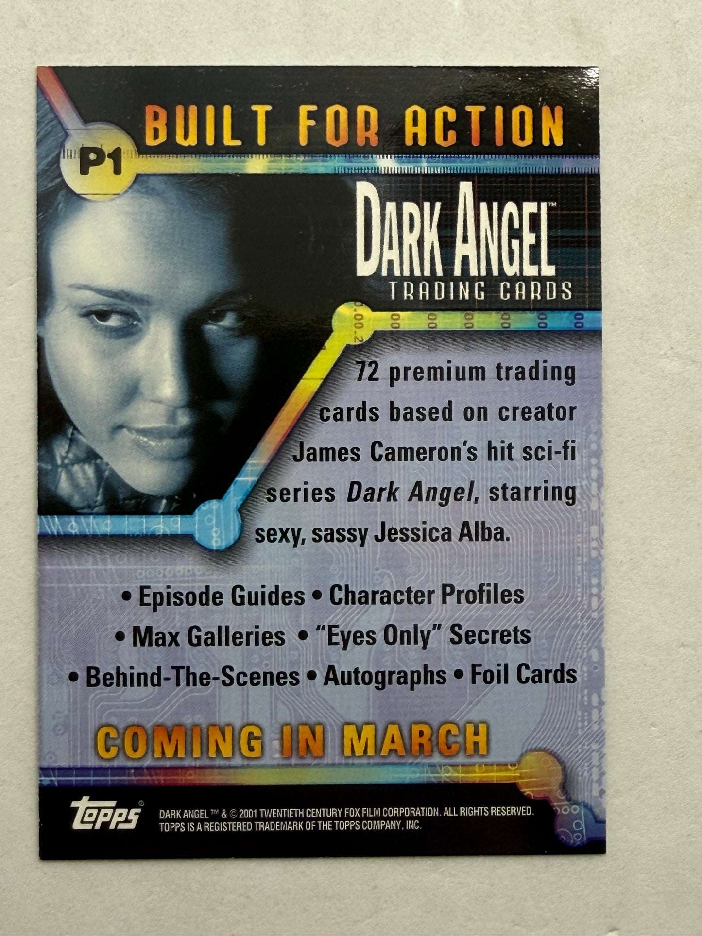 Dark Angel Trading Cards P1 Promo Built For Action Topps 2001