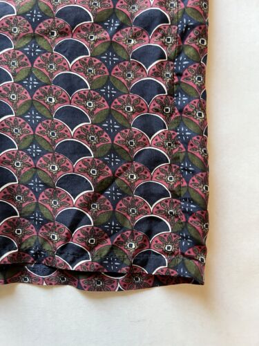 Vintage Addiction SILK Fan Scallop Pattern Shirt 100% Mens Medium Long Sleeve
