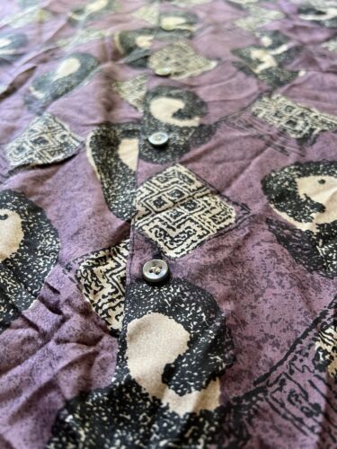 Robert Stock SILK THIN Shirt Men Medium Vintage Square Purple Geometric Light