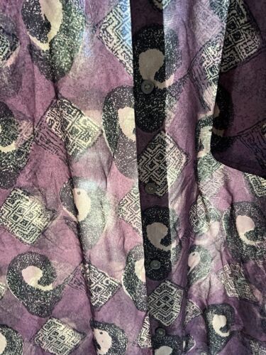 Robert Stock SILK THIN Shirt Men Medium Vintage Square Purple Geometric Light