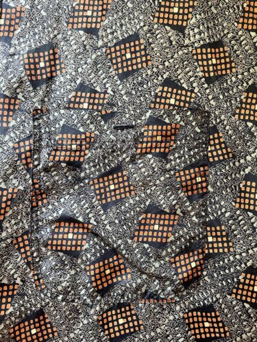 Vintage SUMMA Silk Shirt Men's Size M Geometric Brown Orange 100% Thin Sheer