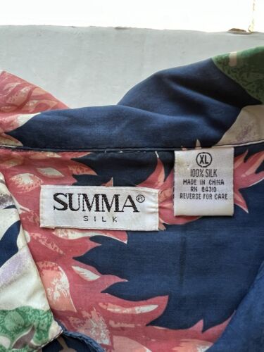 Vintage 80-90s Summa Silk Blue Wild Abstract Short Sleeve Shirt Mens Sz XL