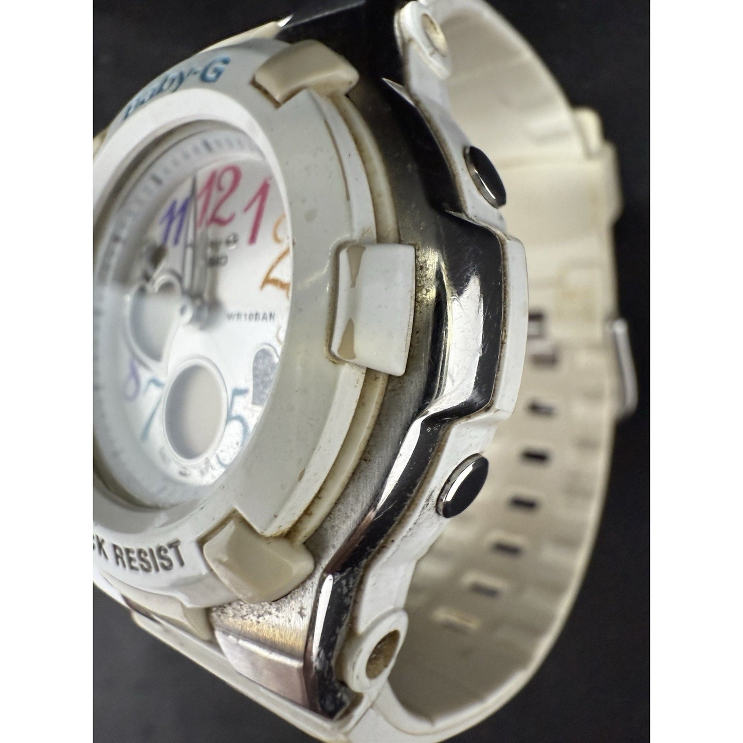 Casio Baby-G BGA-116 White Rainbow Dial Shock Resistant Quartz Watch Read Cute