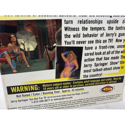 Jerry Springer Too Hot For TV! Uncensored Deluxe Edition VHS