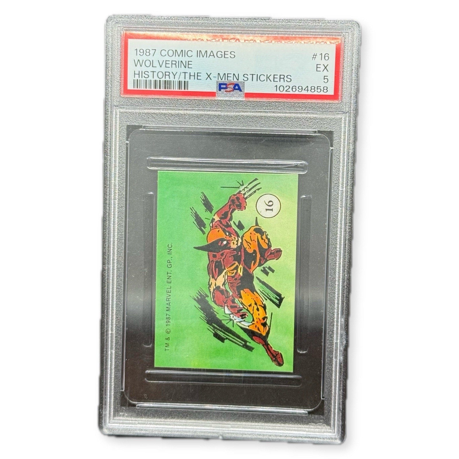 1987 Comic Images History of the X-Men Wolverine Sticker 16 PSA 5 EX Marvel - thriftgoblin