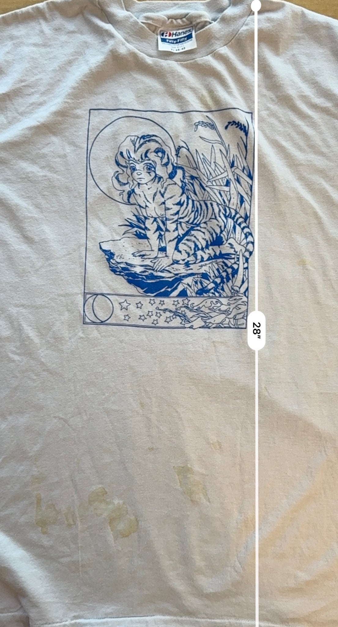 1988 Single Stitch Neko Tigress Spirit Halo Art Tee Deadstock Never Worn XL - thriftgoblinTee