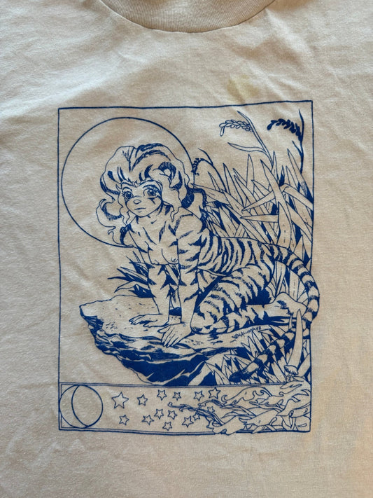 1988 Single Stitch Neko Tigress Spirit Halo Art Tee Deadstock Never Worn XL - thriftgoblinTee