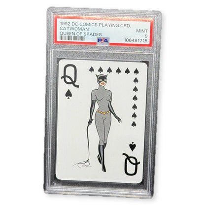1992 DC COMICS ANIMATED BATMAN PLAYING CARDS CATWOMAN QUEEN SPADES POP 1 PSA 9 - thriftgoblin