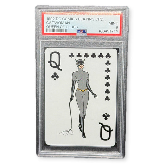 1992 DC Comics Playing Card Catwoman Queen of Clubs PSA 9 Mint Batman TAS Era - thriftgoblin
