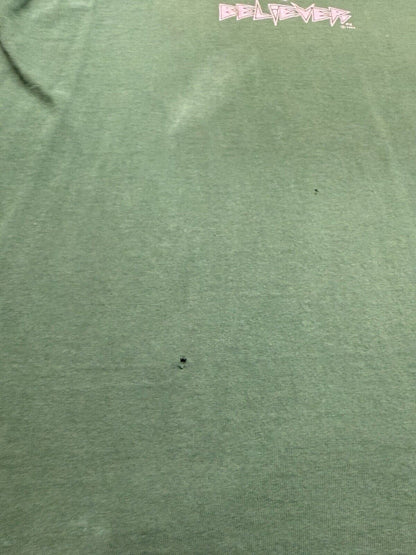 1995 Alien Workshop “BELIEVER” Green Skateboard T Shirt Gray XL Size Vintage 90 - thriftgoblin