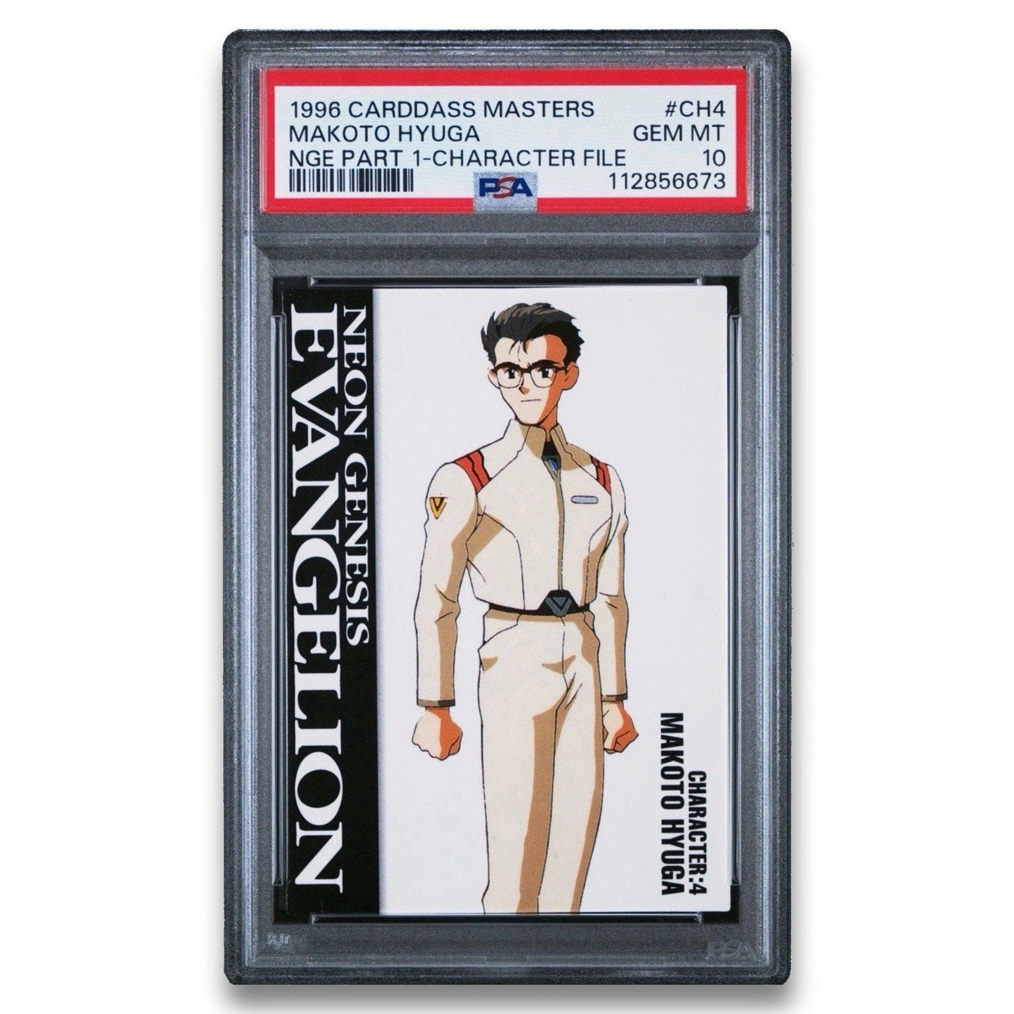 1996 Carddass Masters NGE Makoto Hyuga Character File CH4 PSA 10 POP 1 Neon - thriftgoblin