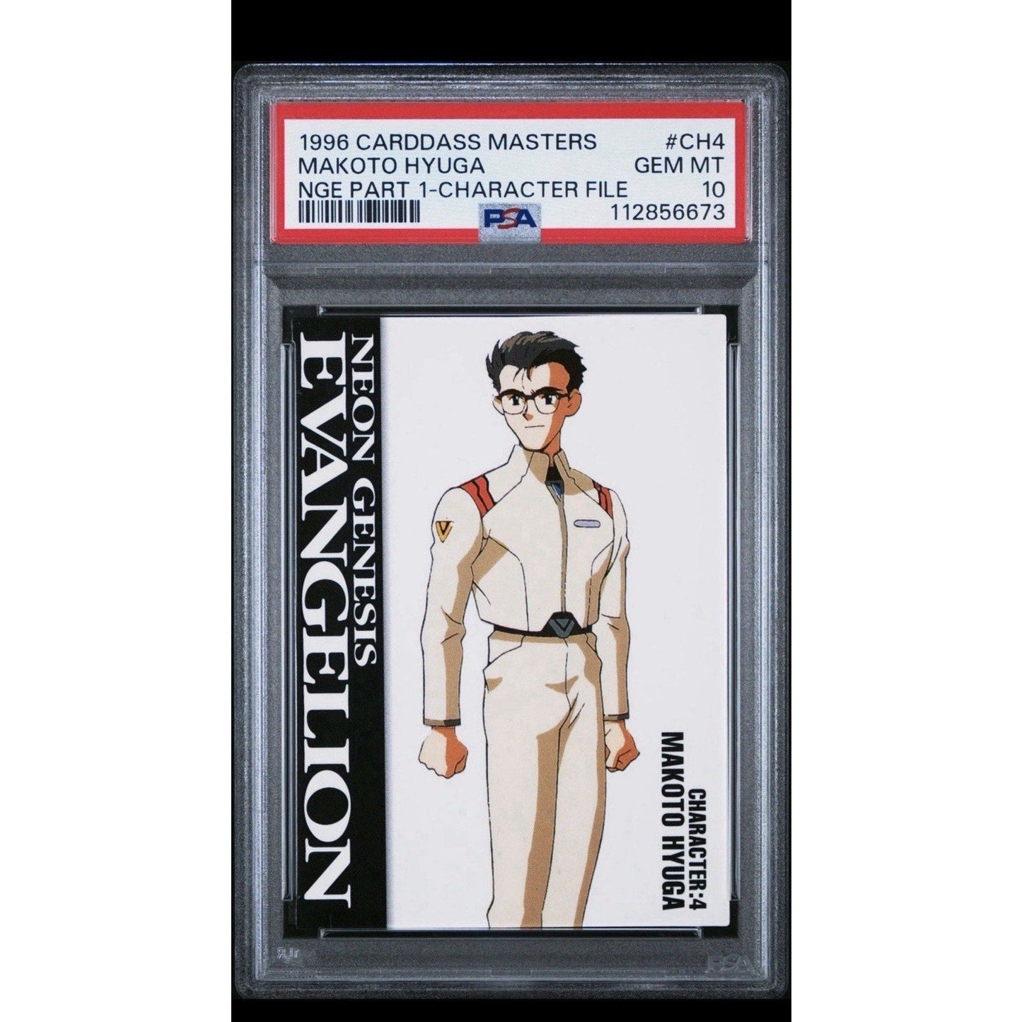 1996 Carddass Masters NGE Makoto Hyuga Character File CH4 PSA 10 POP 1 Neon - thriftgoblin