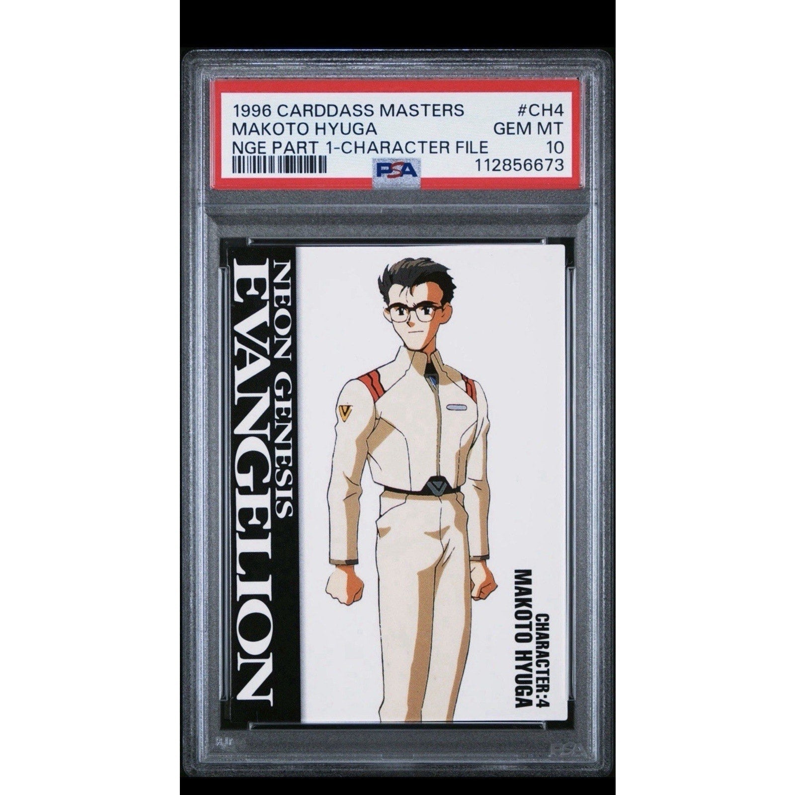 1996 Carddass Masters NGE Makoto Hyuga Character File CH4 PSA 10 POP 1 Neon - thriftgoblin