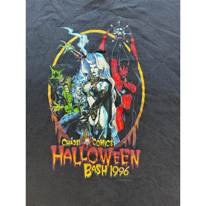 1996 Chaos Comics Halloween Bash XL Shirt Lady Death Evil Ernie Graphitti Tee - thriftgoblin