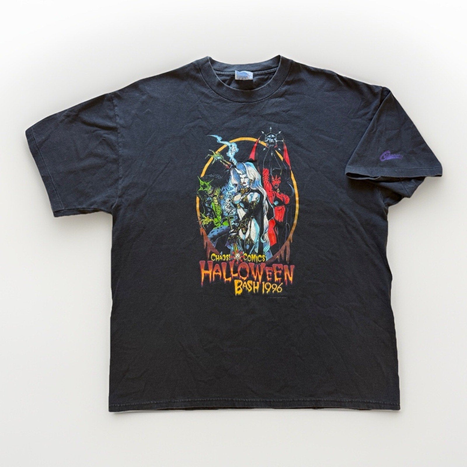 1996 Chaos Comics Halloween Bash XL Shirt Lady Death Evil Ernie Graphitti Tee - thriftgoblin
