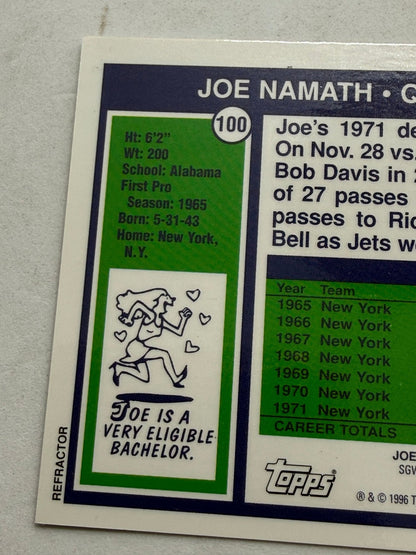 1996 Topps Joe Namath Reprints 8 of 10 Chromium Refractor Card Jets QB - thriftgoblinTrading Card