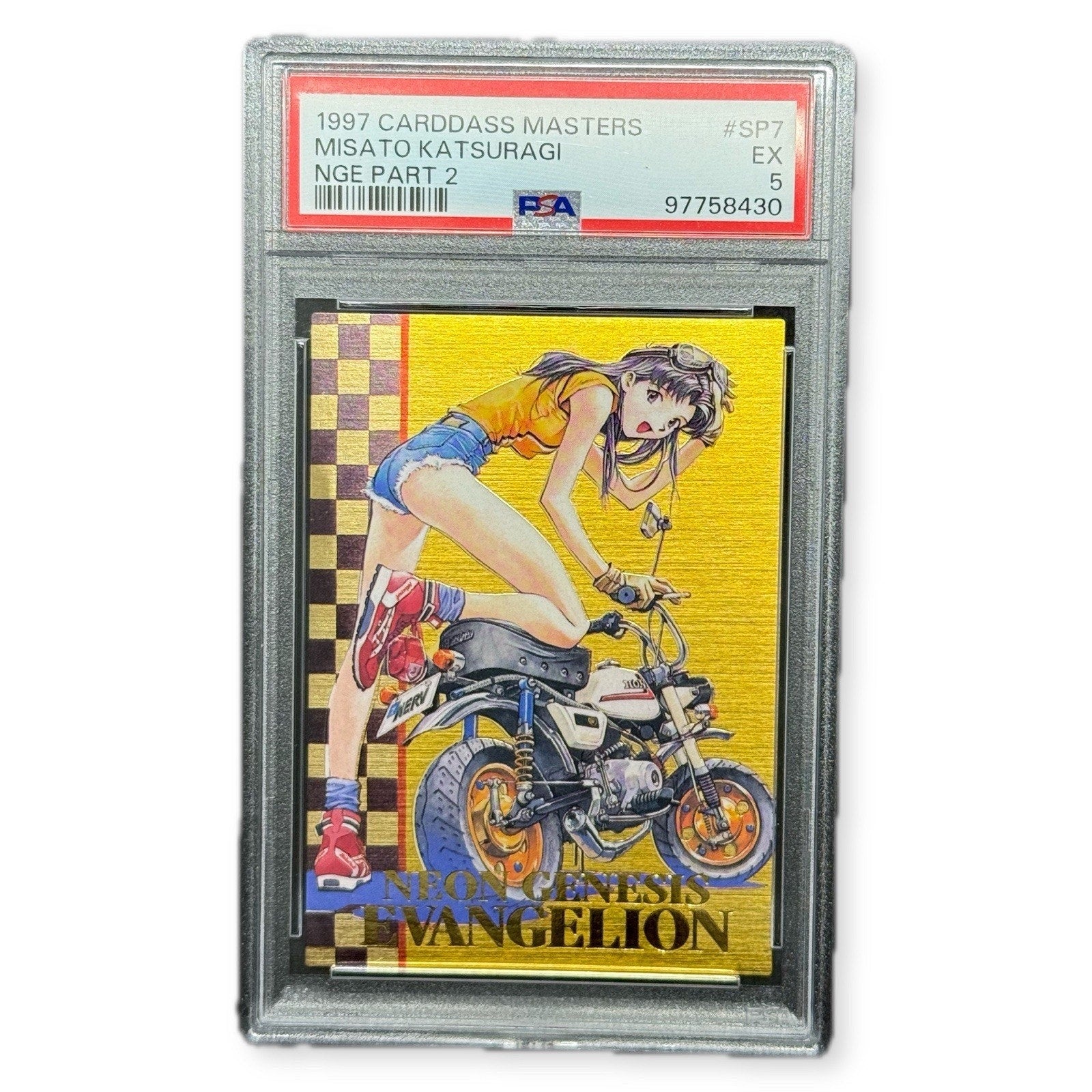 1997 Carddass Masters NGE Part 2 Misato Katsuragi SP7 Gold Foil PSA 5 EX Bandai - thriftgoblin