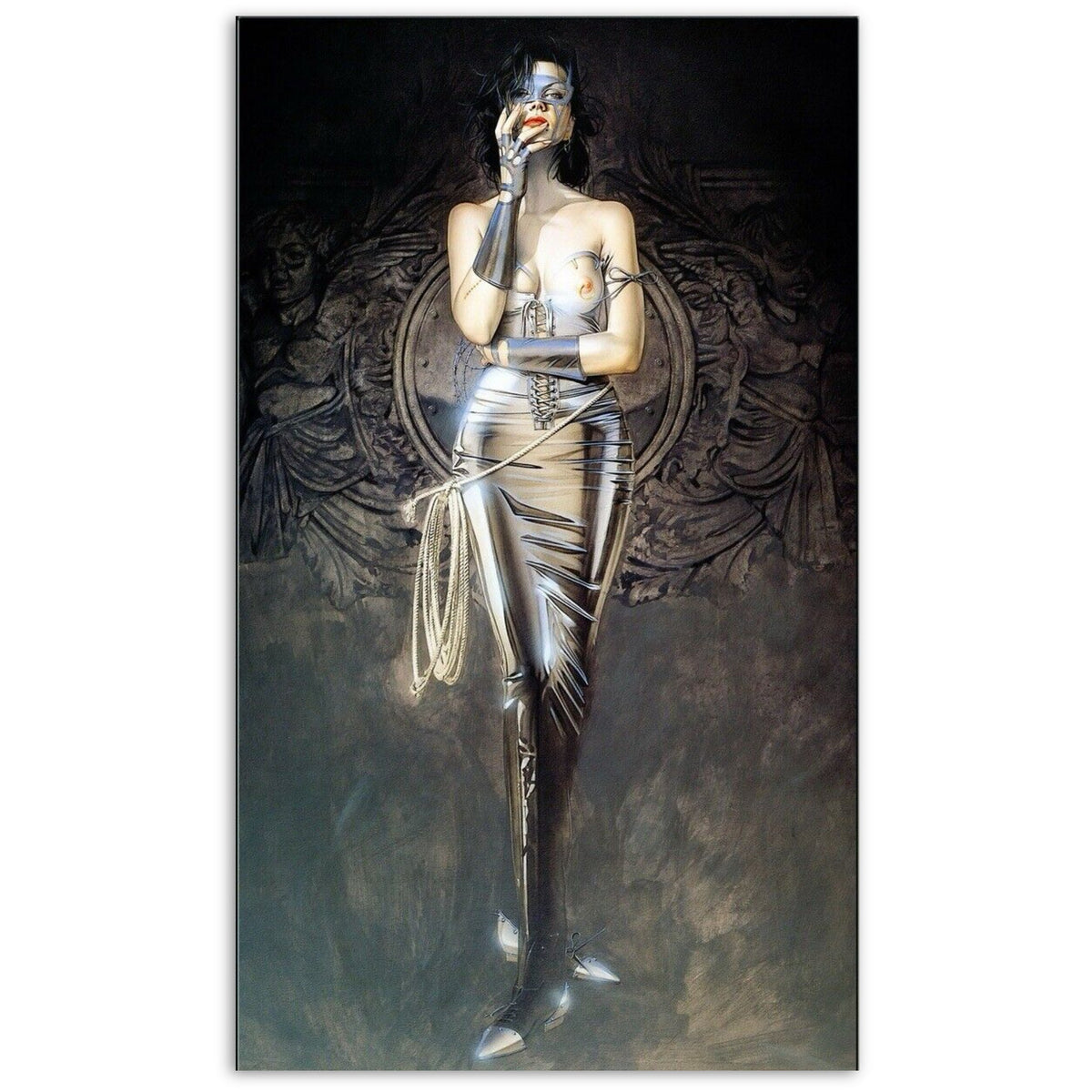 1997 Hajime Sorayama HTF “Untitled” Offset Lithograph - Large Format Dress Mask - Print