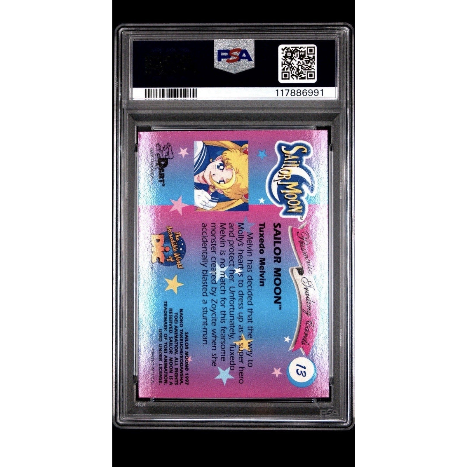 1997 Sailor Moon Prismatic Tuxedo Melvin 13 PSA 8 retro anime card - thriftgoblin