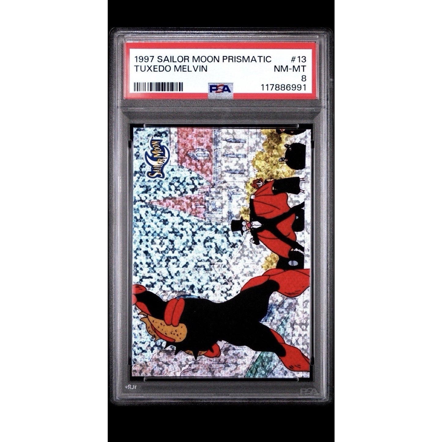 1997 Sailor Moon Prismatic Tuxedo Melvin 13 PSA 8 retro anime card - thriftgoblin