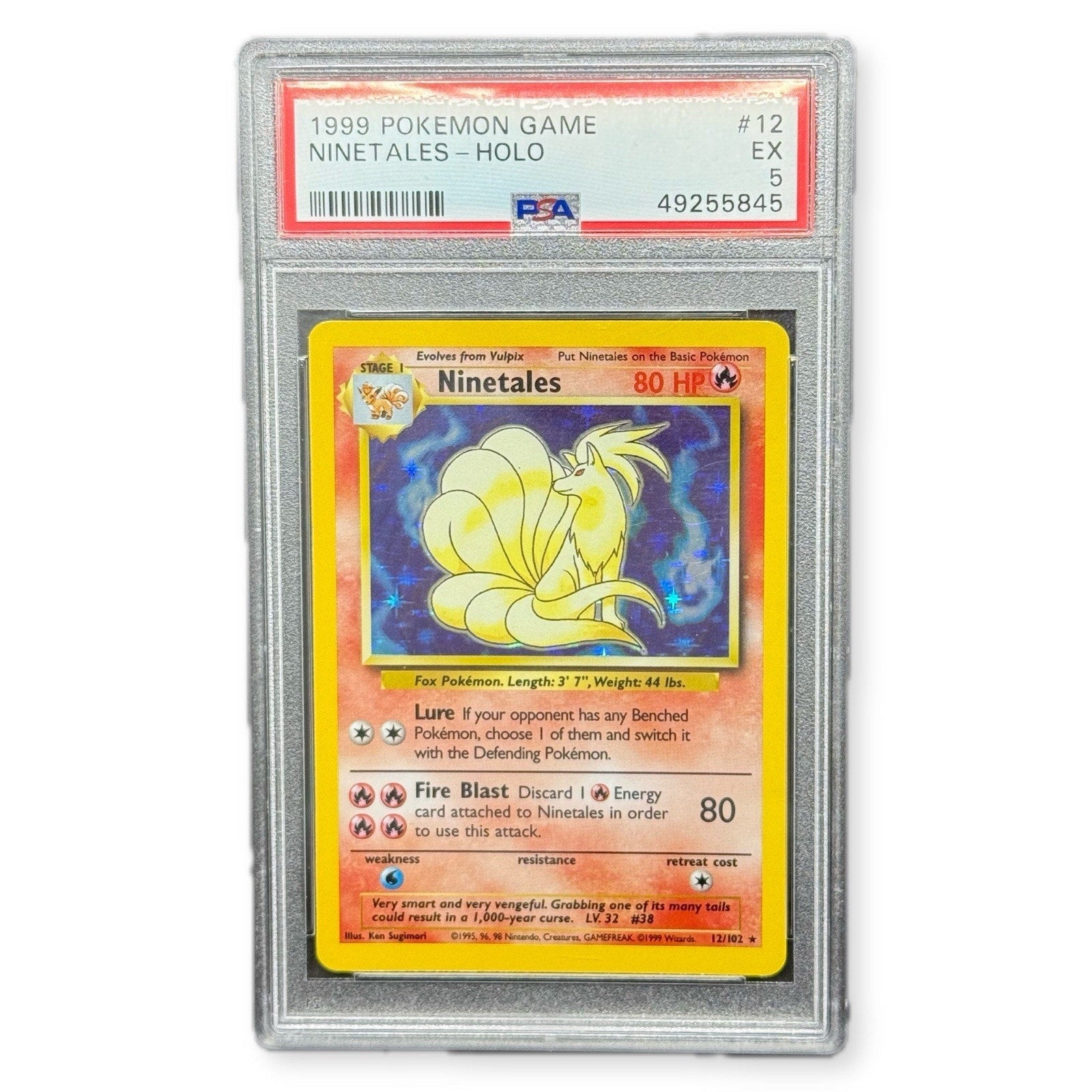 1999 Pokemon Base Set Ninetales 12/102 Holo Rare PSA 5 EX WOTC Ken Sugimori - thriftgoblin