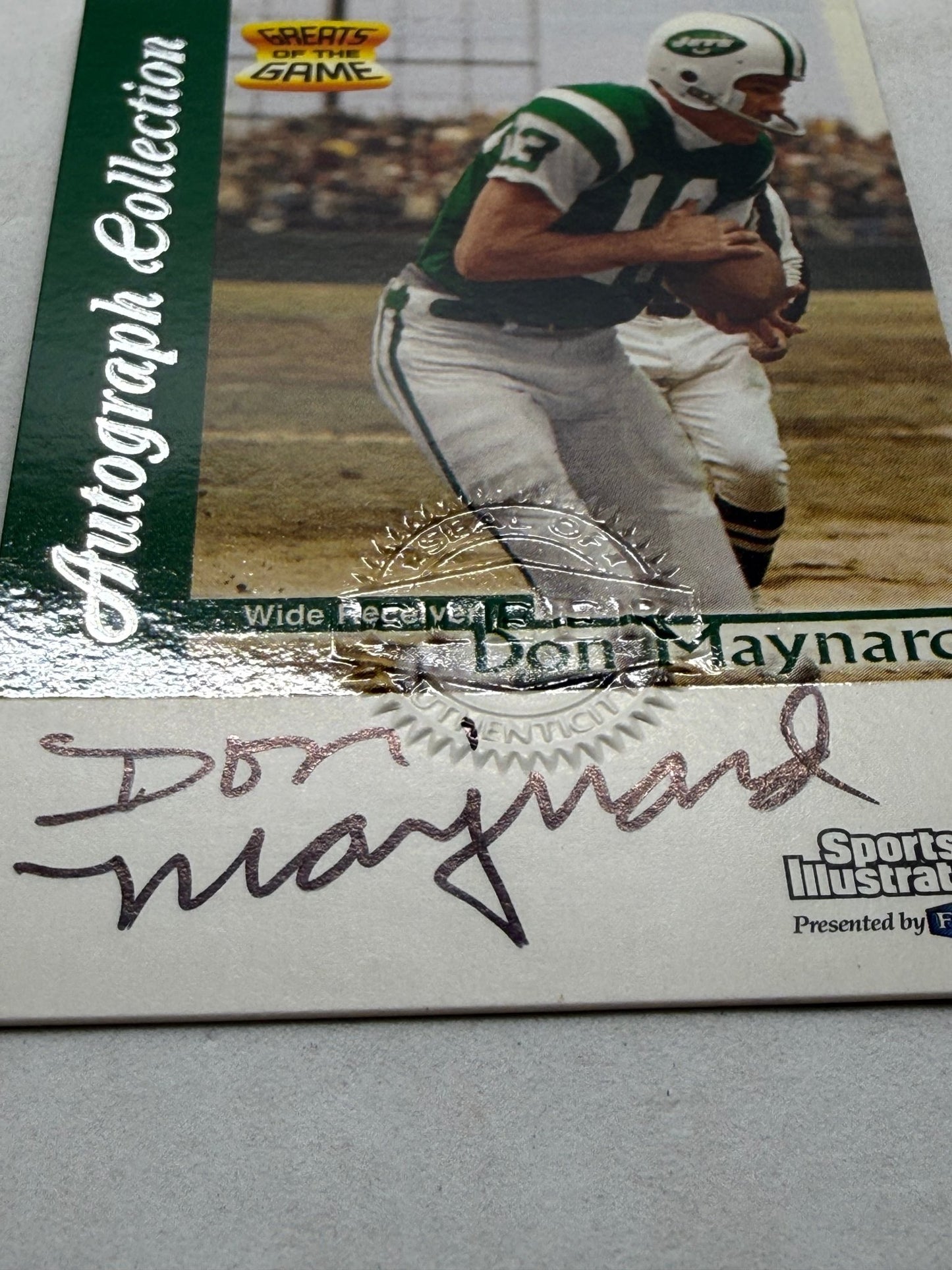 1999 Sports Illustrated Greats of the Game Don Maynard Autograph Jets Fleer - thriftgoblinTrading Card