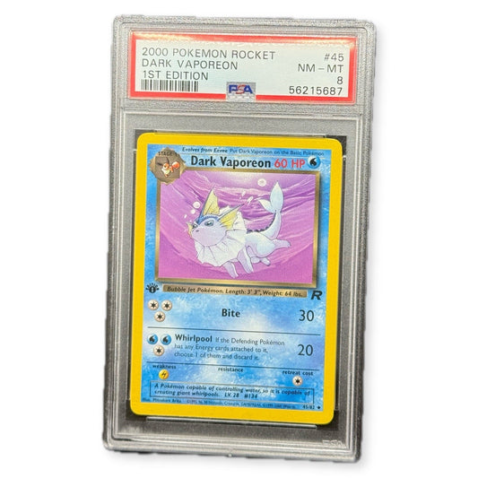 2000 Pokemon Team Rocket Dark Vaporeon 45/82 1st Edition PSA 8 NM-MT WOTC - thriftgoblin