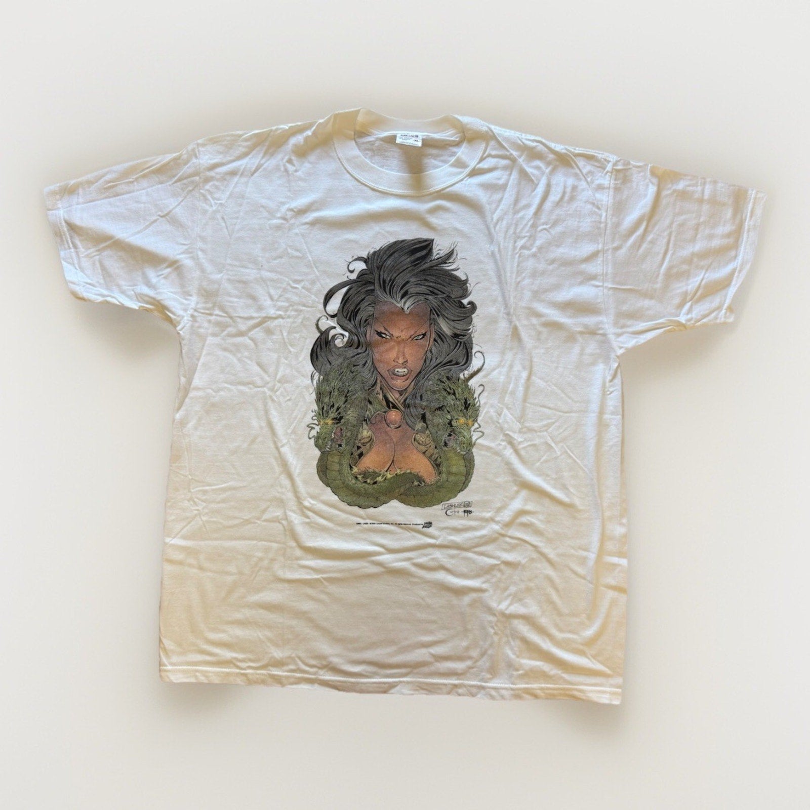 2001 Chaos Comics Jade XL Shirt Dragon Lashley Art RARE Topps Indy Comic Tee - thriftgoblin