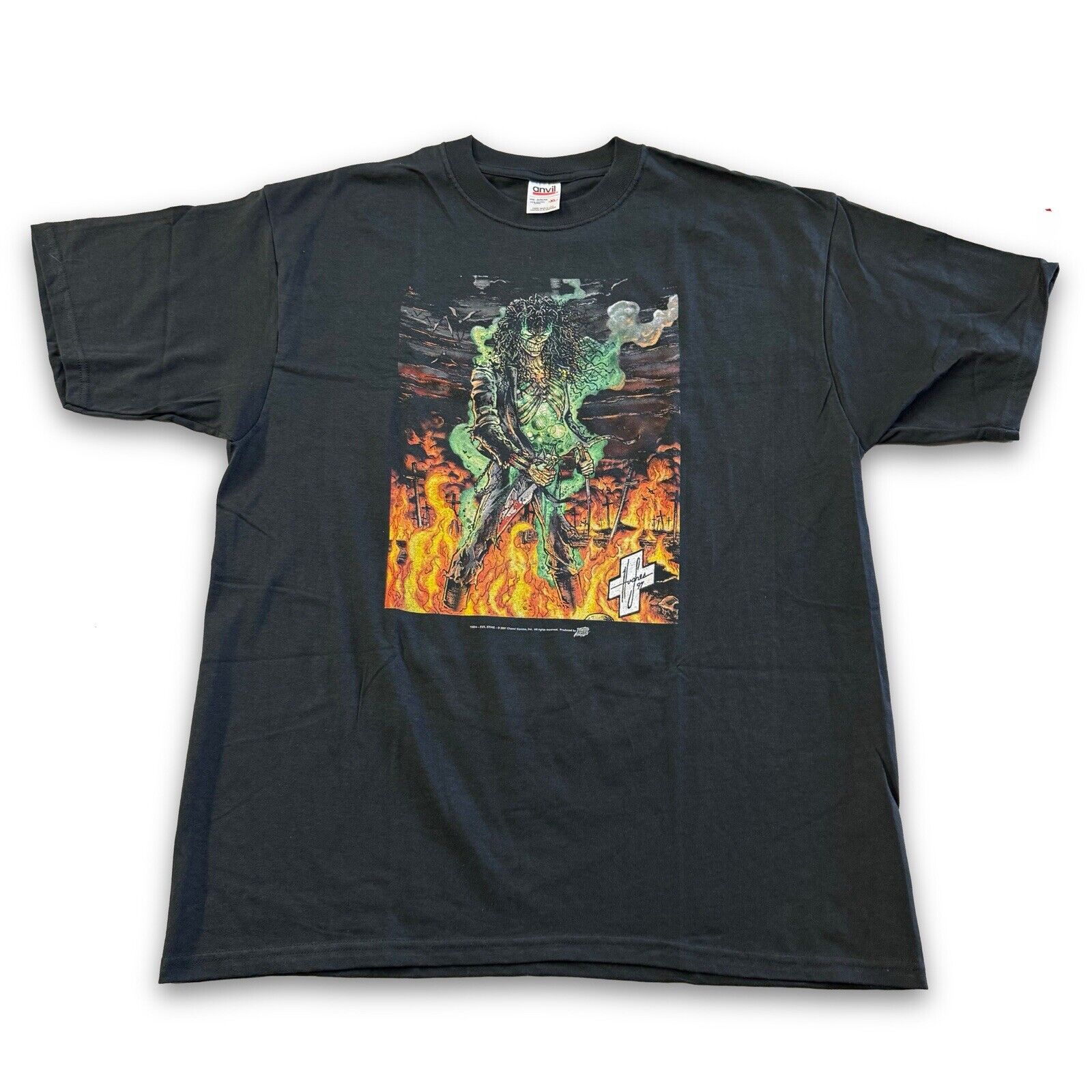 2001 Evil Ernie Tshirt Chaos Comics Mens XL Comic Images Graphic Black Crewneck - thriftgoblin
