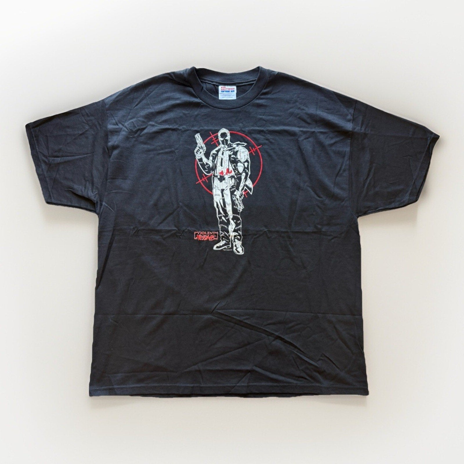 2001 Violent Messiahs Comic Shirt XL Hanes Tag Gun Art Black Tee Deadstock USA - thriftgoblin