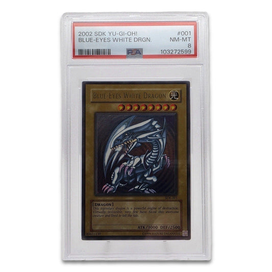 2002 Yu - Gi - Oh Blue - Eyes White Dragon SDK - 001 PSA 8 NM - MT Starter Deck Kaiba Card - thriftgoblin
