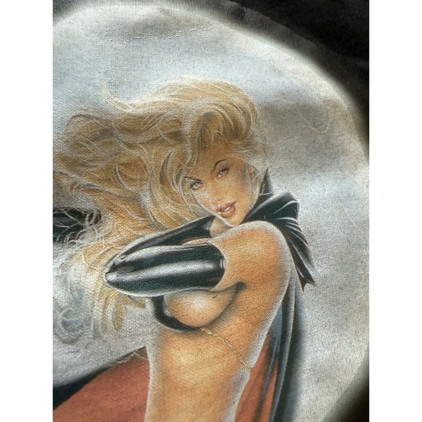 2004 XXXtreme Pin-Up Shirt XL Armando Huerta Lightning Nude Moon Deadstock USA - thriftgoblinT-Shirt