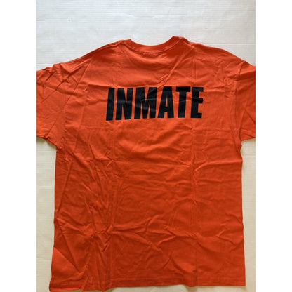2005 DC Arkham Asylum Inmate T-Shirt XL Orange Graphitti Hanes Batman Joker Y2K - thriftgoblin