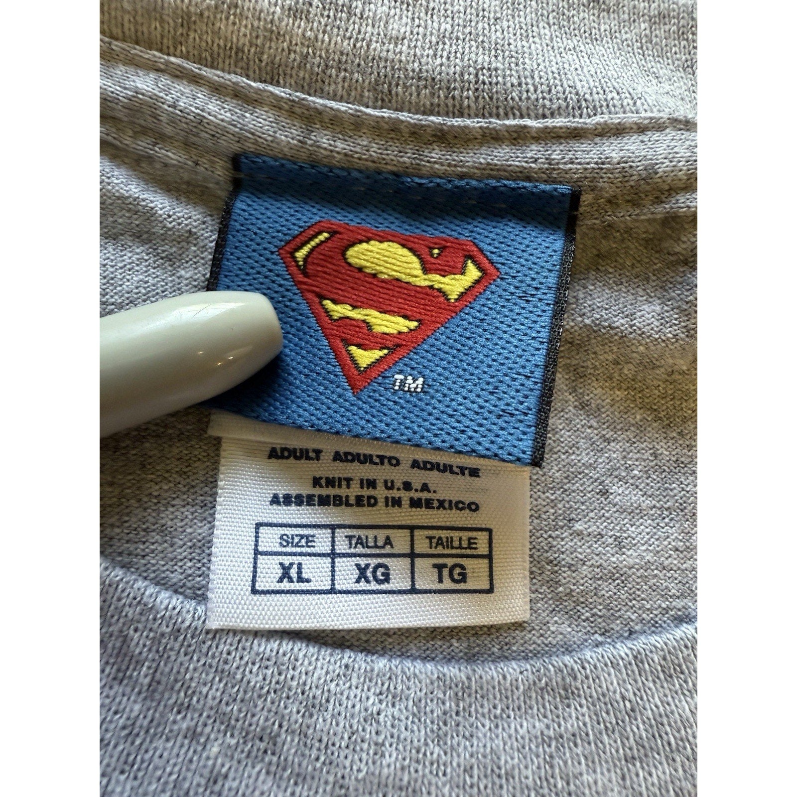 2005 Superman XL Shirt Delta USA Tag DC Comics Flag Logo S Symbol Tee VTG Hero - thriftgoblin
