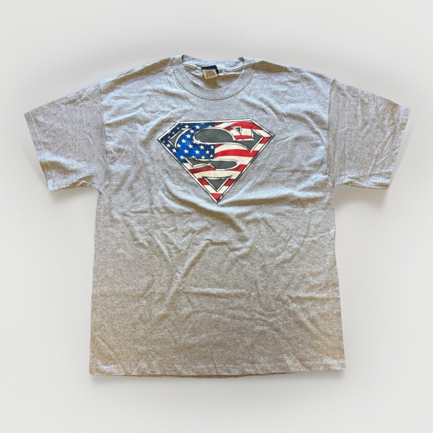 2005 Superman XL Shirt Delta USA Tag DC Comics Flag Logo S Symbol Tee VTG Hero - thriftgoblin