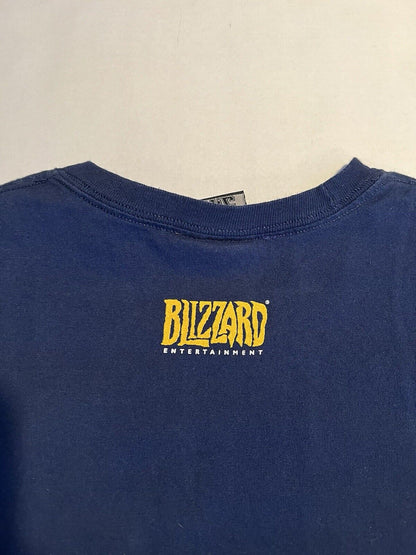 2006 World of Warcraft “Level?? Humanoid” T-shirt Blizzard WOW Jinx Large Blue - thriftgoblin