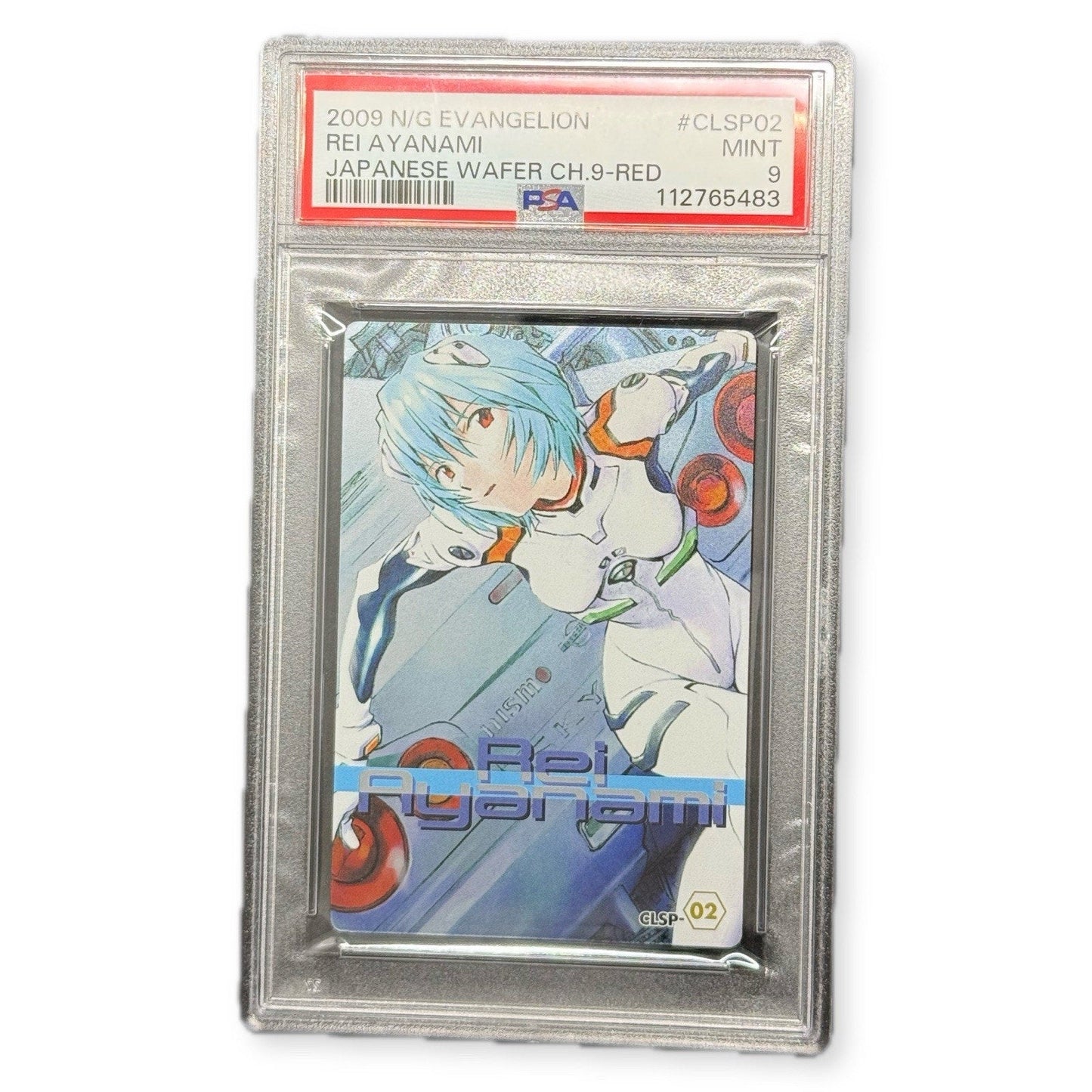 2009 Neon Genesis Evangelion Rei Ayanami Wafer Ch.9 Red CLSP02 PSA 9 Mint JPN - thriftgoblin