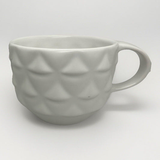 2013 Starbucks Coffee Mug Bone China White Faceted Scales Geometric Pattern 14oz - thriftgoblin