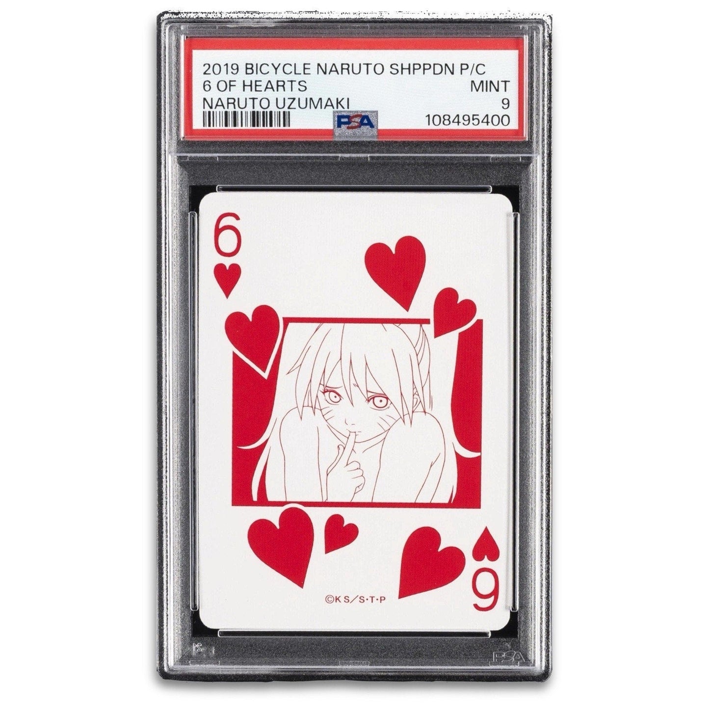 2019 BICYCLE NARUTO SHIPPUDEN PLAYING CARDS NARUTO UZUMAKI 6 OF HEARTS PSA 9 - thriftgoblin