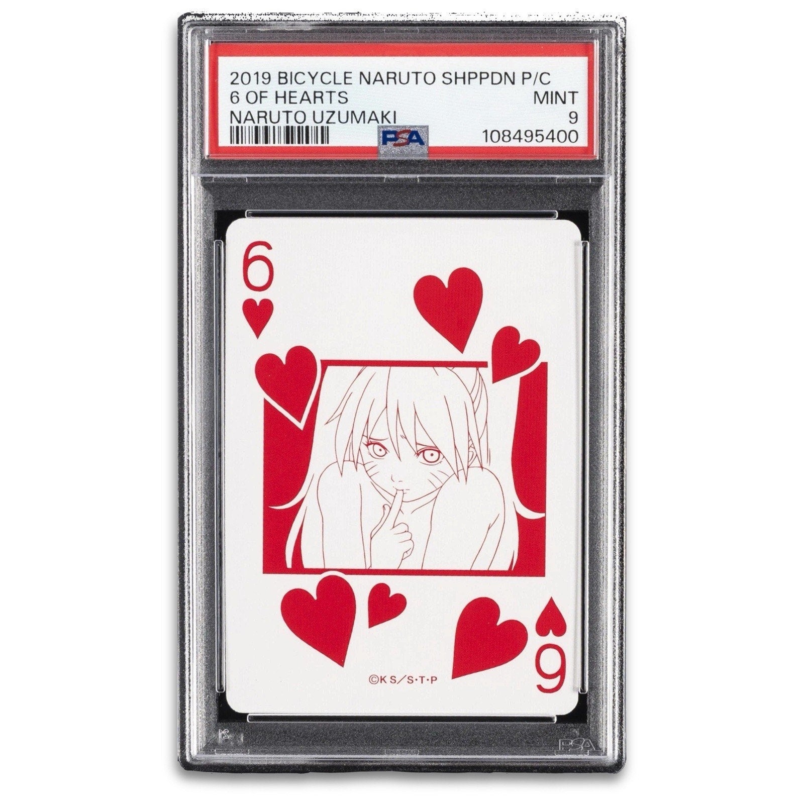 2019 BICYCLE NARUTO SHIPPUDEN PLAYING CARDS NARUTO UZUMAKI 6 OF HEARTS PSA 9 - thriftgoblin