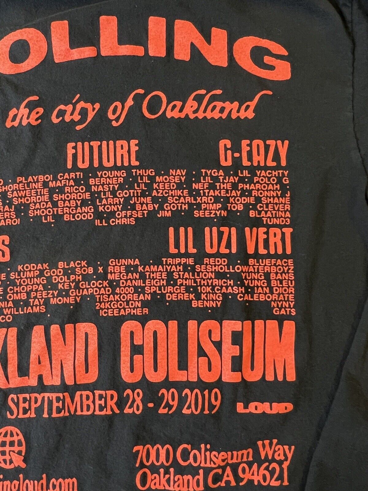 2019 Rolling Loud Mens T Shirt Long Sleeve Bay Area 510 Festival Oakland Size M - thriftgoblin