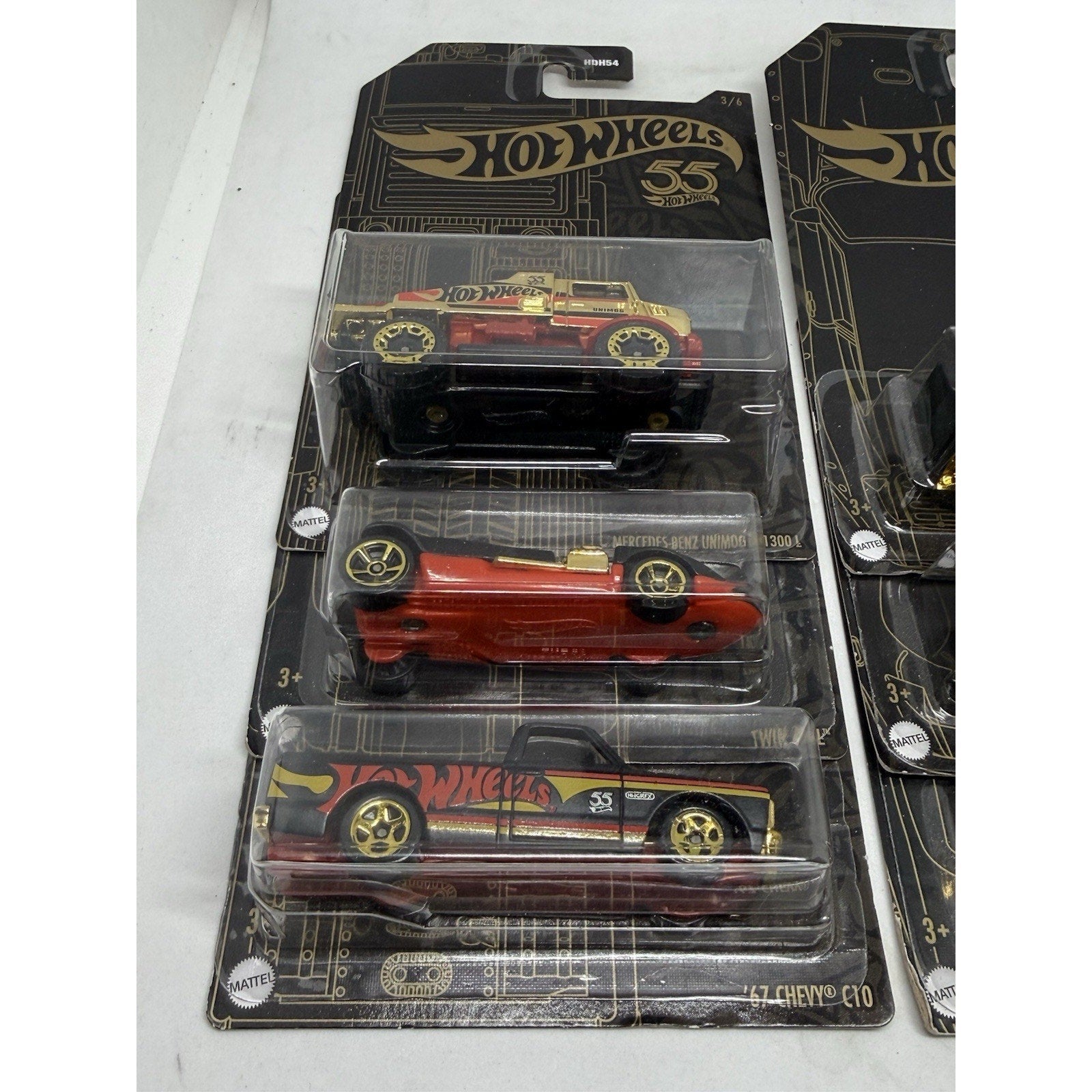 2023 Hot Wheels 55th Anniversary Black Gold Complete Set 6/6 HDH54 Porsche Gtr - thriftgoblin