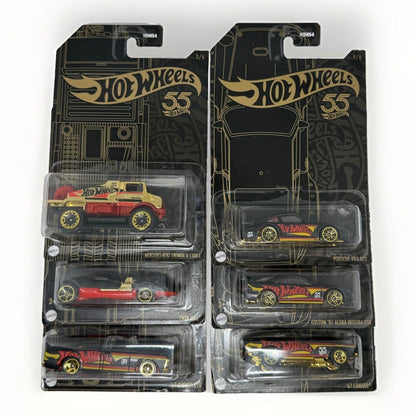 2023 Hot Wheels 55th Anniversary Black Gold Complete Set 6/6 HDH54 Porsche Gtr - thriftgoblin