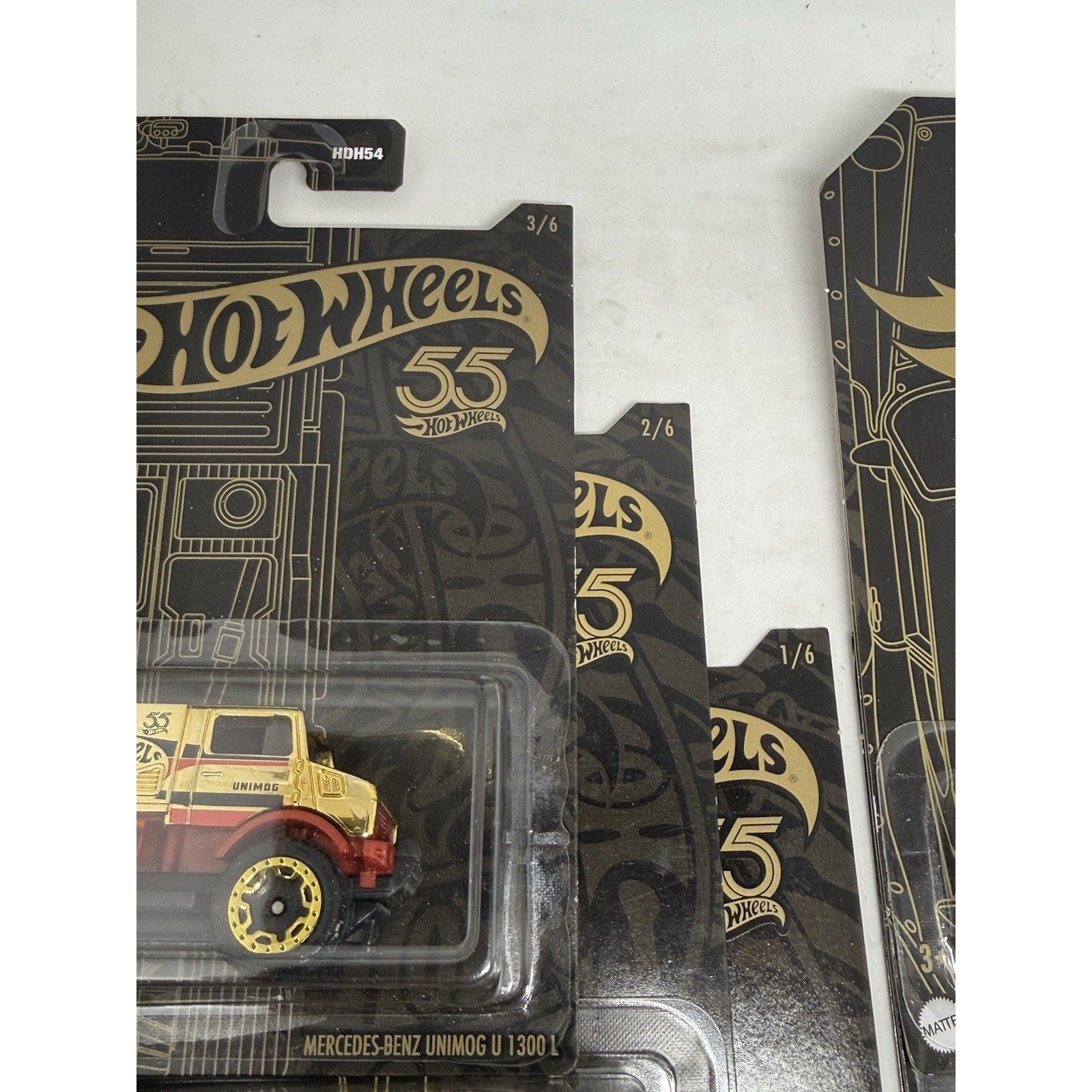 2023 Hot Wheels 55th Anniversary Black Gold Complete Set 6/6 HDH54 Porsche Gtr - thriftgoblin