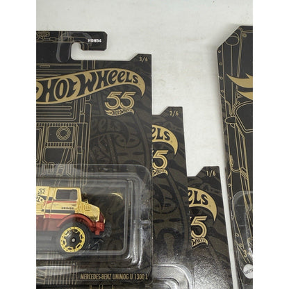 2023 Hot Wheels 55th Anniversary Black Gold Complete Set 6/6 HDH54 Porsche Gtr - thriftgoblin
