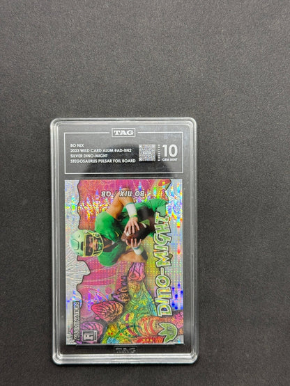 2023 Wild Card Alumination Bo Nix Dino-Might Rookie AD-BN2 Silver 2/5 TAG 10 - Thrift GoblinTrading Card