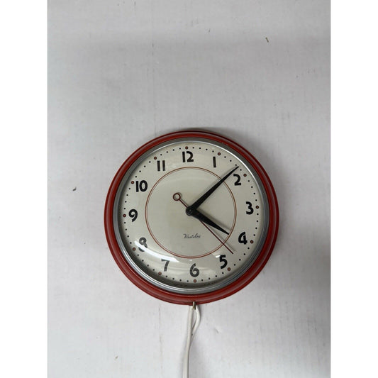 VTG 7" Westclox S8 Electric Red, Retro Class Trim Kitchen Wall Clock, Read Notes