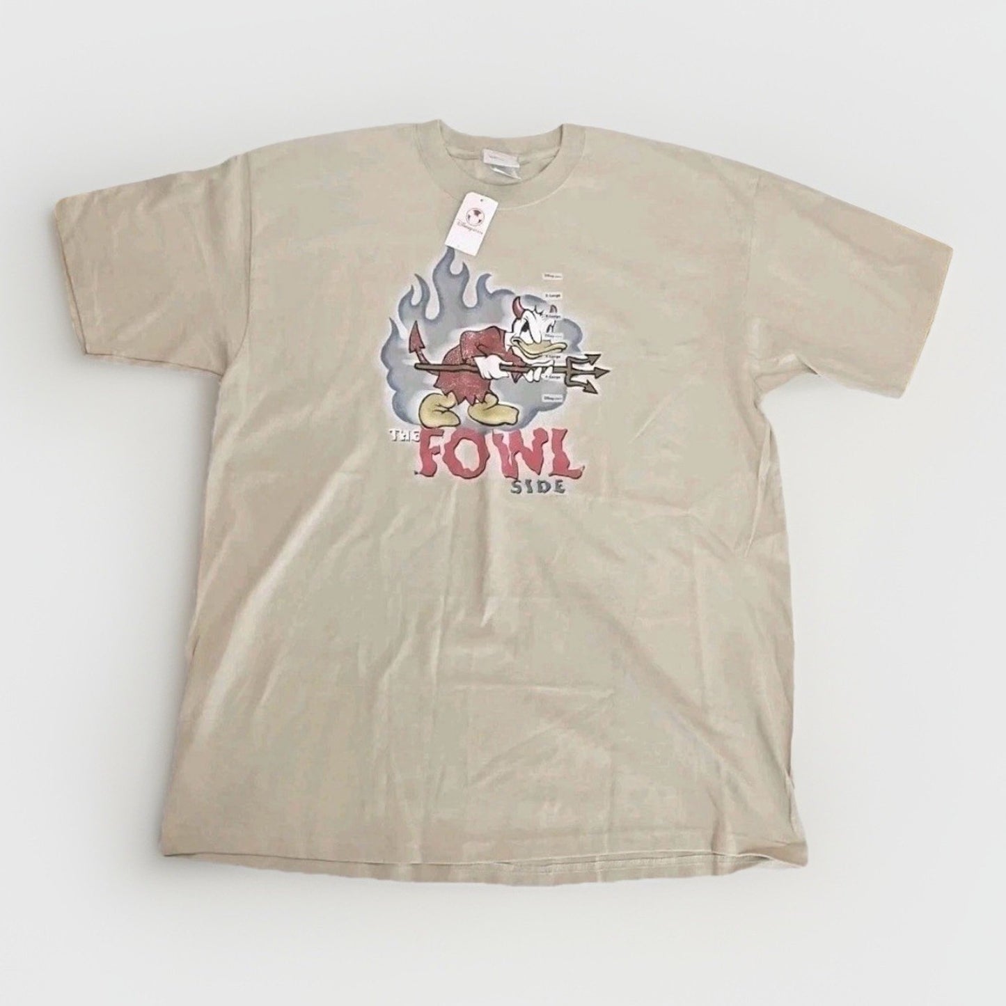 Disney Store Exclusive Donald Duck The Fowl Side Devil Tee Y2K NWT Tan XL Rare